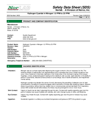 Thumbnail of document Data Sheet - Hydrogen Cyanide (HCN) Calibation Gas